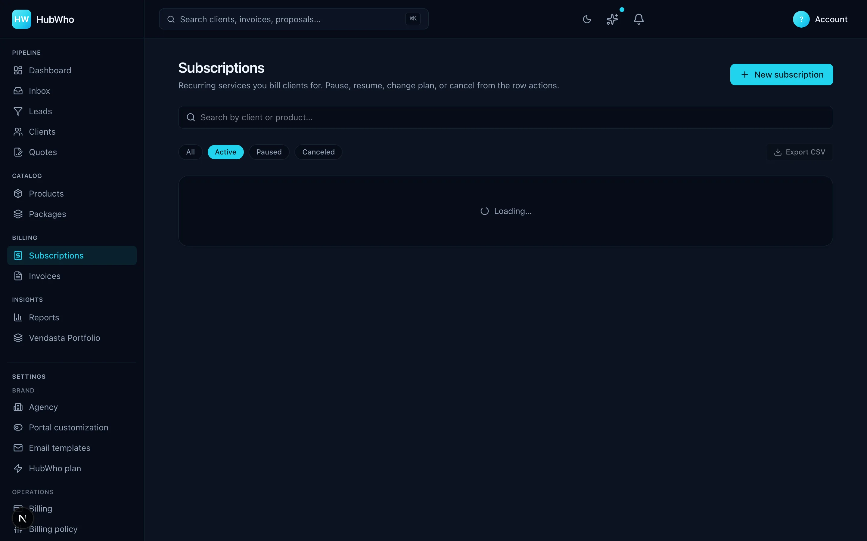 HubWho recurring subscriptions